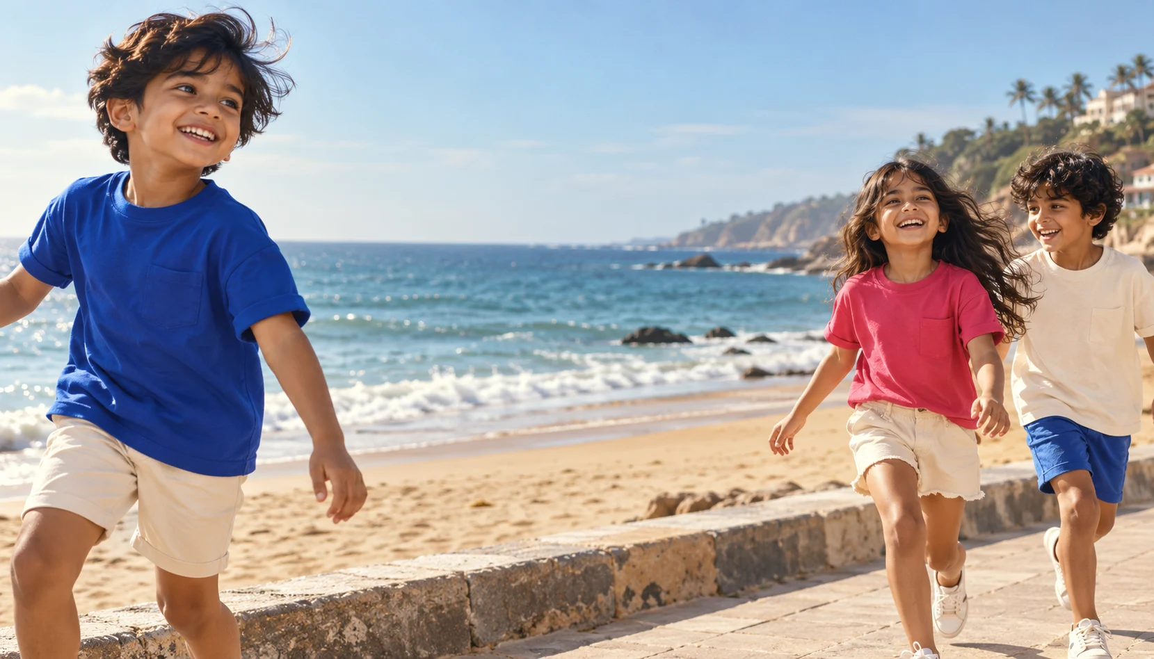 Voxom Junior campaign concept: children enjoying a day by the sea